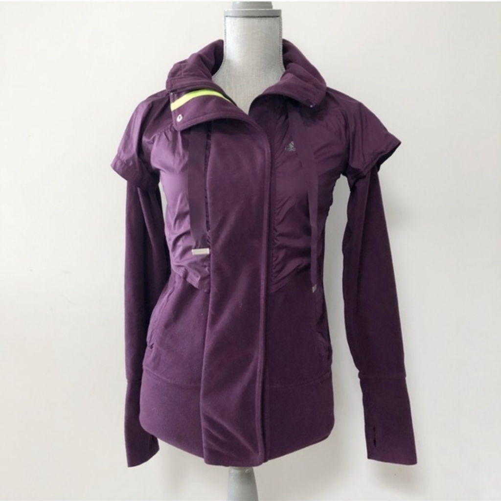 Adidas Climawarm 2-In-1 Layered Fleece Jacket Purple Neon Green Thumbholes S